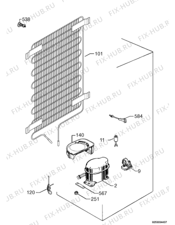 Взрыв-схема холодильника Aeg Electrolux S60200DT18 - Схема узла Cooling system 017